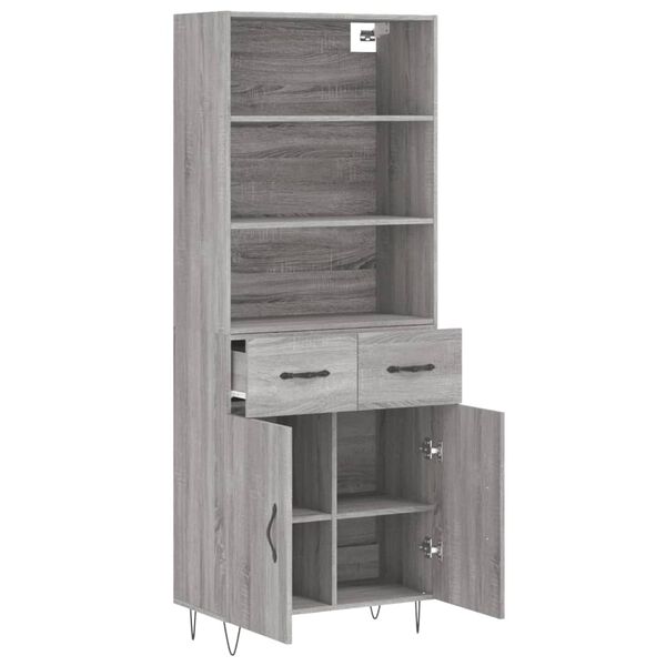 vidaXL Skř&iacute;ň highboard &scaron;ed&aacute; sonoma 69,5 x 34 x 180 cm kompozitn&iacute; dřevo