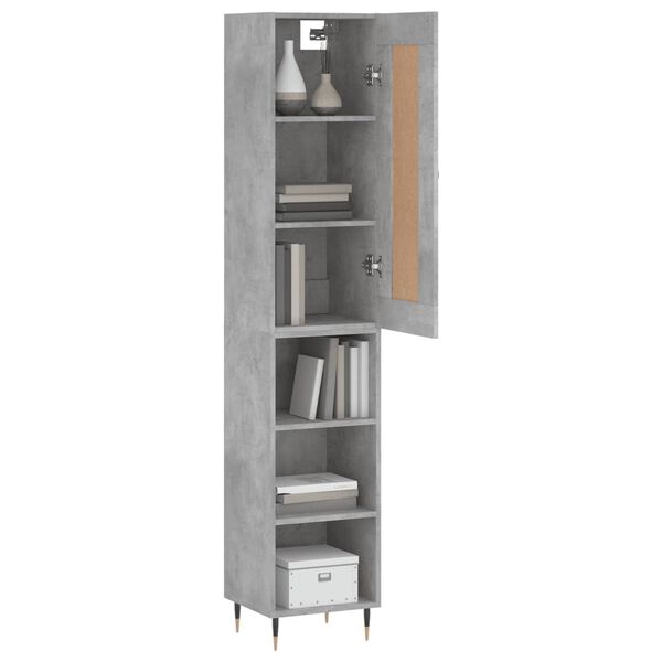 vidaXL Skř&iacute;ň highboard betonově &scaron;ed&aacute; 34,5x34x180 cm kompozitn&iacute; dřevo