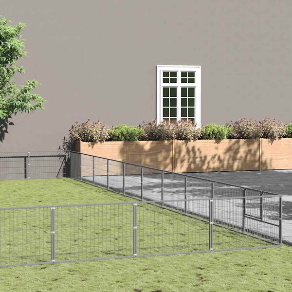 vidaXL Ps&iacute; kotec stř&iacute;brn&yacute; 100 m&sup2; ocel