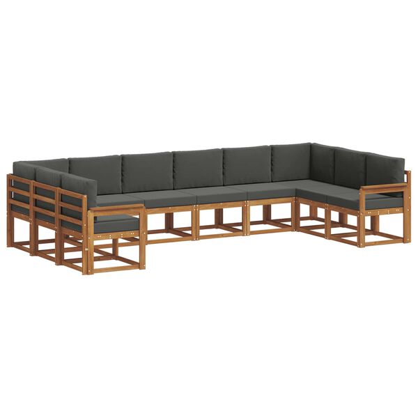 vidaXL Venkovn&iacute; pohovkov&aacute; souprava 10 pcs Přirozen&aacute; a Anthracitov&aacute;