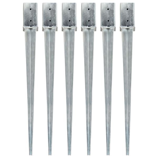 vidaXL Kotvící hroty 6 ks stříbrné 8 x 8 x 91 cm pozinkovaná ocel