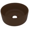 vidaXL Luxusn&iacute; umyvadlo kulat&eacute; matn&eacute; tmavě hněd&eacute; 40 x 15 cm keramick&eacute;