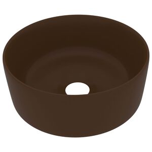 vidaXL Luxusn&iacute; umyvadlo kulat&eacute; matn&eacute; tmavě hněd&eacute; 40 x 15 cm keramick&eacute;