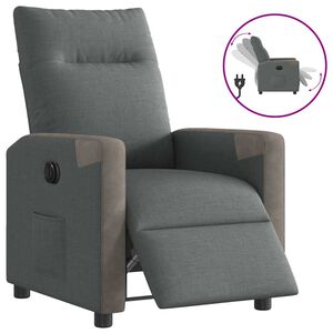vidaXL Elektrick&eacute; polohovac&iacute; křeslo tmavě &scaron;ed&eacute; textil