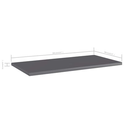vidaXL Přídavné police 8 ks šedé vysoký lesk 60x30x1,5 cm dřevotříska