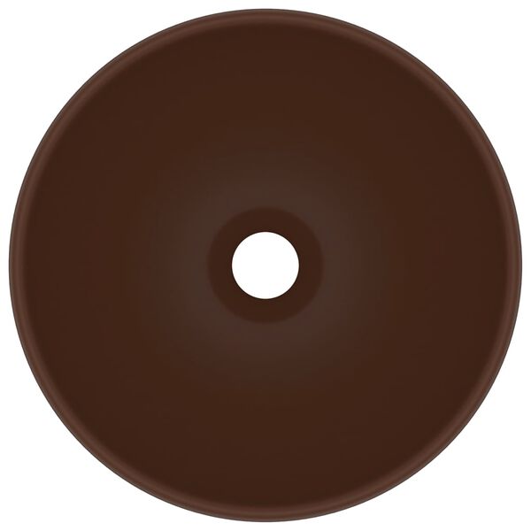 vidaXL Luxusní umyvadlo kulaté matné tmavě hnědé 32,5x14 cm keramické