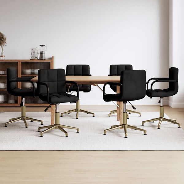 vidaXL Otočn&eacute; j&iacute;deln&iacute; židle 6 ks čern&eacute; samet