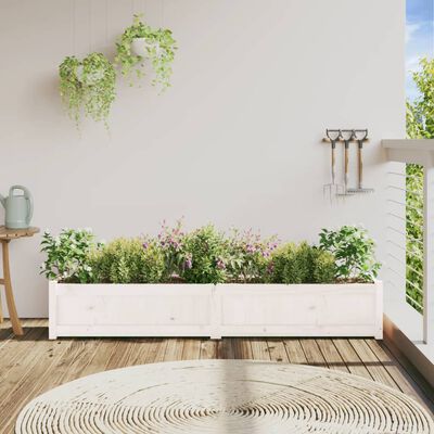 vidaXL Zahradní truhlík bílý 180 x 31 x 31 cm masivní borové dřevo