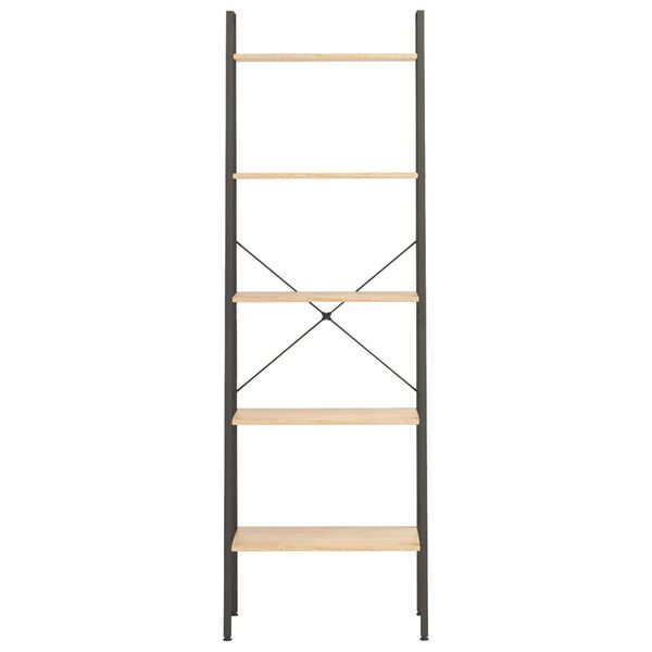 vidaXL 5patrová stojící police světle hnědá a černá 56 x 35 x 174 cm