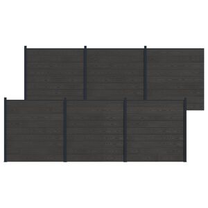vidaXL Sada plotů 6 ks 1045 x 186 cm WPC a hlin&iacute;k Čern&aacute;