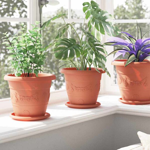 vidaXL Kruhov&yacute; květinov&yacute; t&aacute;cek 24 pcs Cihlově červen&aacute; &Oslash; 14 x 2 cm