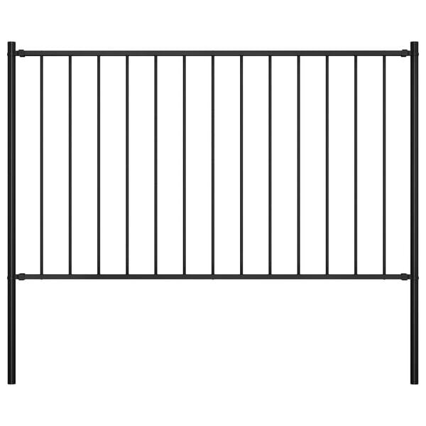 vidaXL Plotov&yacute; panel se sloupky, pr&aacute;&scaron;kově lakovan&aacute; ocel, 1,7 x 1 m, čern&yacute;