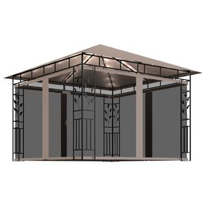 vidaXL Alt&aacute;n s moskyti&eacute;rou a světeln&yacute;mi LED řetězy 3x3x2,73 m taupe