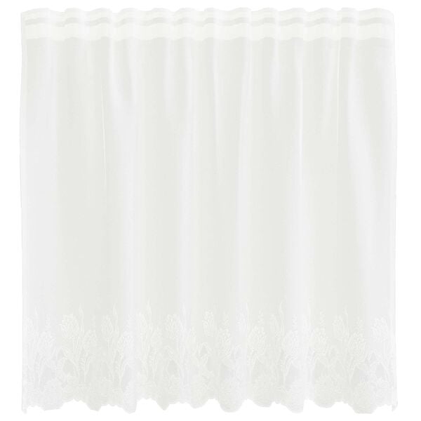 vidaXL Čipkov&yacute; Z&aacute;věs se z&aacute;clonami Květinov&yacute; B&iacute;l&aacute; 80 x 150 cm Polyester