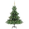 vidaXL Uměl&yacute; v&aacute;nočn&iacute; stromek normandsk&aacute; jedle LED a koule zelen&yacute; 150cm