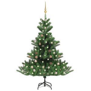 vidaXL Uměl&yacute; v&aacute;nočn&iacute; stromek normandsk&aacute; jedle LED a koule zelen&yacute; 150cm