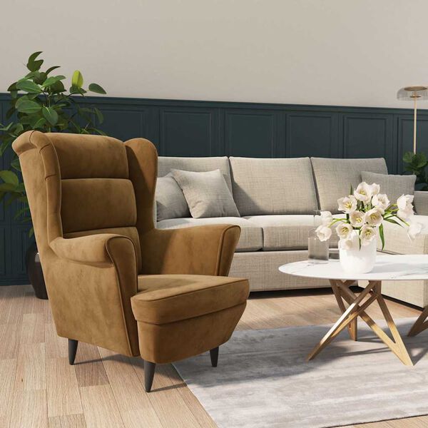 vidaXL Křeslo hnědé samet