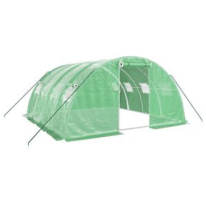 vidaXL Sklen&iacute;k s ocelov&yacute;m r&aacute;mem zelen&yacute; 16 m&sup2; 4 x 4 x 2 m