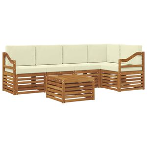 vidaXL Rohov&aacute; sofa sada s pol&scaron;t&aacute;řem 6 pcs Přirozen&aacute; a Kr&eacute;mov&aacute;