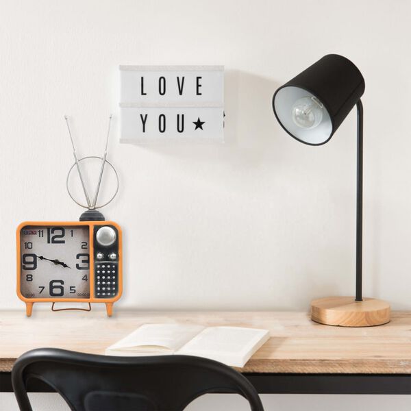 vidaXL Stoln&iacute; hodiny oranžov&eacute; a čern&eacute; 25 x 11 x 48 cm železo a MDF