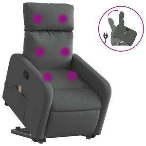 vidaXL Zvedac&iacute; mas&aacute;žn&iacute; polohovac&iacute; křeslo tmavě &scaron;ed&eacute; textil