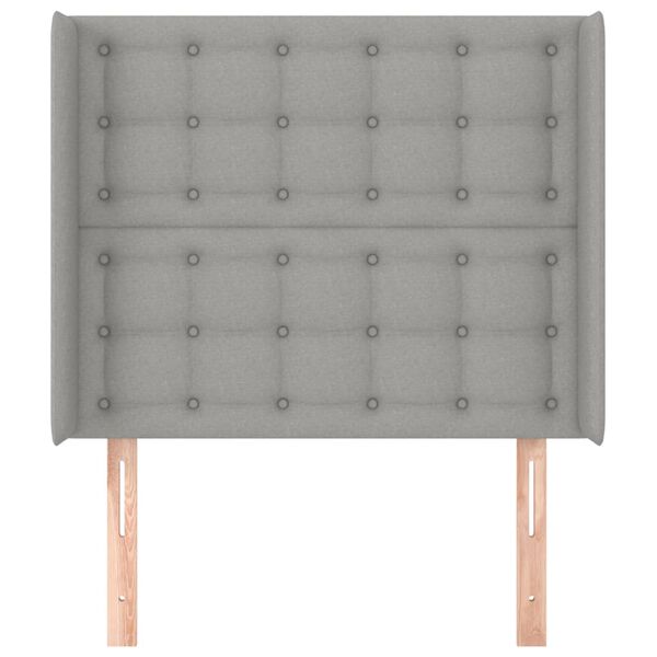 vidaXL Čelo postele typu u&scaron;&aacute;k světle &scaron;ed&eacute; 103x16x118/128 cm textil