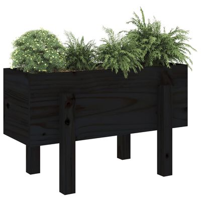 vidaXL Zahradní truhlík černý 62 x 30 x 38 cm masivní borové dřevo