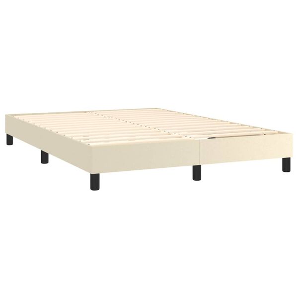 vidaXL Box spring postel s matrac&iacute; kr&eacute;mov&aacute; 140x200 cm uměl&aacute; kůže