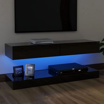 vidaXL TV skříňka s LED osvětlením černá s vysokým leskem 120 x 35 cm
