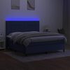 vidaXL Box spring postel s matrac&iacute; a LED modr&aacute; 180x200 cm textil