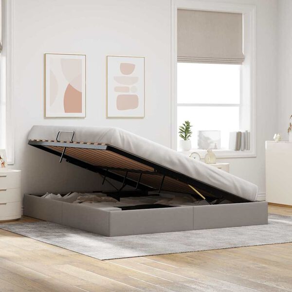 vidaXL Postel s &uacute;ložn&yacute;m prostorem s matrac&iacute; Taupe 160 x 200 cm textil