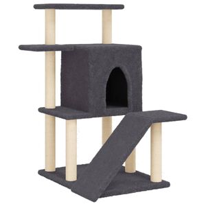 vidaXL &Scaron;krabadlo pro kočky se sisalov&yacute;mi sloupky tmavě &scaron;ed&eacute; 97 cm