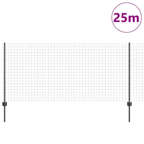 vidaXL Plot s sloupkem &Scaron;ed&aacute; 1 x 25 m Ocel a PVC