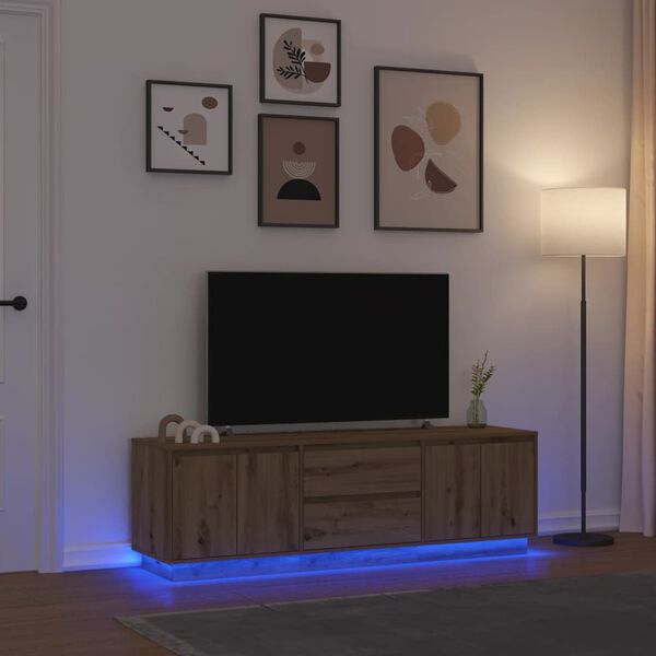 vidaXL TV skř&iacute;ňka s LED osvětlen&iacute;m dub artisan 160,5x41x50 cm