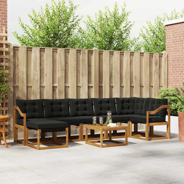 vidaXL Venkovn&iacute; pohovkov&aacute; souprava s pol&scaron;t&aacute;řem 8 pcs Přirozen&aacute; a čern&aacute;