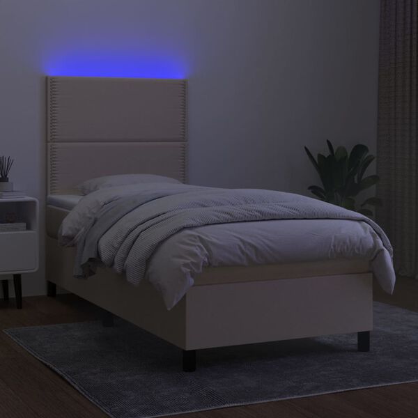 vidaXL Box spring postel s matrac&iacute; a LED kr&eacute;mov&aacute; 100x200 cm textil