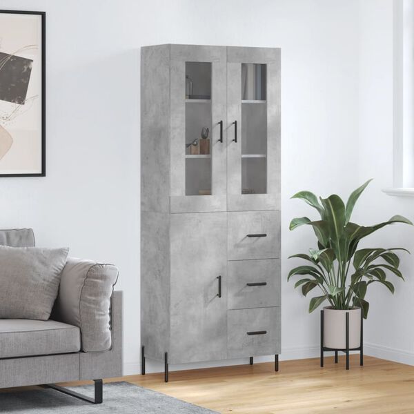 vidaXL Skř&iacute;ň highboard betonově &scaron;ed&aacute; 69,5x34x180 cm kompozitn&iacute; dřevo