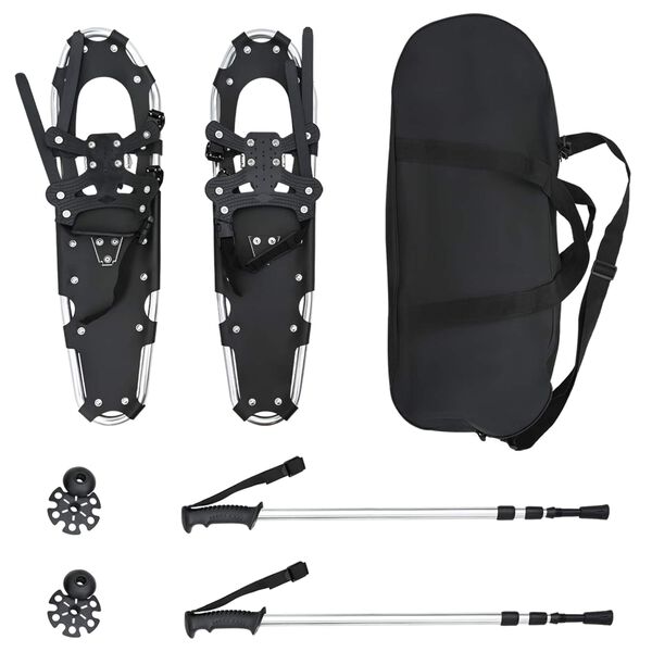 vidaXL 3 V 1 sněžnice s turistick&yacute;mi holemi Stř&iacute;brn&aacute; a čern&aacute; 30 palců