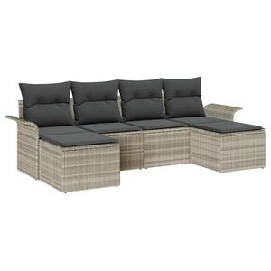 vidaXL Sada zahradn&iacute;ch pohovek s &uacute;loži&scaron;těm 6 pcs Světle &scaron;ed&aacute; polyratan