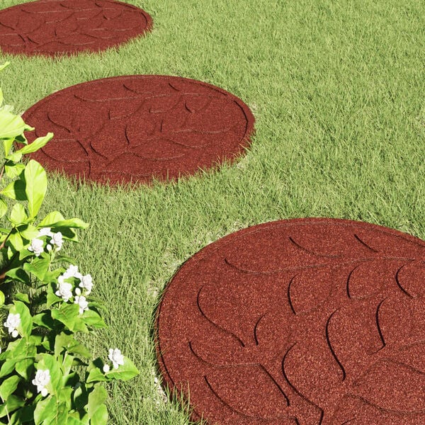 vidaXL Stepping Stone 6 pcs Červen&aacute; &Oslash; 44 x 2 cm Guma