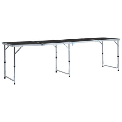 vidaXL Skládací kempingový stůl šedý hliník 240 x 60 cm