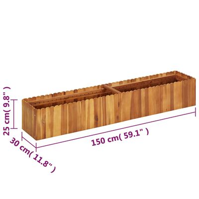 vidaXL Zahradní vyvýšený záhon 150 x 30 x 25 cm masivní akáciové dřevo