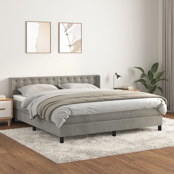 vidaXL Box spring postel s matrac&iacute; světle &scaron;ed&aacute; 180x200 cm samet