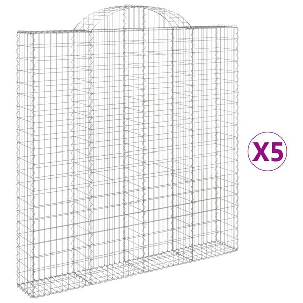 vidaXL Klenut&eacute; gabionov&eacute; ko&scaron;e 5 ks 200x30x200/220cm pozinkovan&eacute; železo