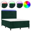 vidaXL Box spring postel s matrac&iacute; a LED tmavě zelen&aacute; 140x190 cm samet