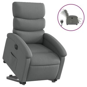 vidaXL Elektrick&eacute; zvedac&iacute; polohovac&iacute; křeslo tmavě &scaron;ed&eacute; textil