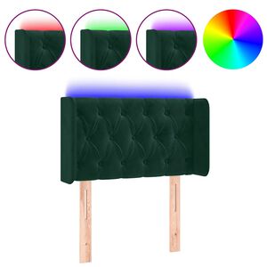 vidaXL Čelo postele s LED tmavě zelen&eacute; 83 x 16 x 78/88 cm samet