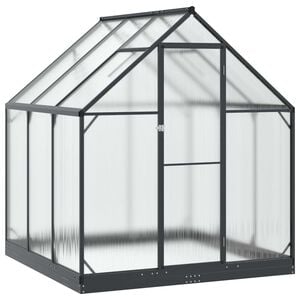 vidaXL Zahradn&iacute; sklen&iacute;k se dveřmi Antracitov&aacute; 183,5 x 183,5 x 207 cm