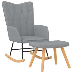vidaXL Houpac&iacute; křeslo se stoličkou světle &scaron;ed&eacute; textil