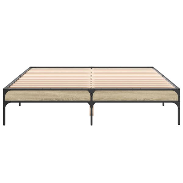 vidaXL R&aacute;m postele dub sonoma 160 x 200 cm kompozitn&iacute; dřevo a kov